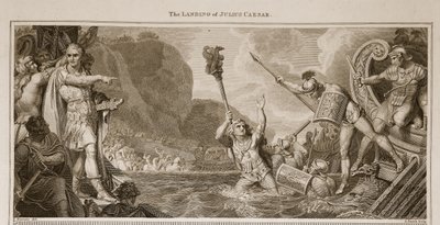 El desembarco de Julio César, ilustración de La Historia de Inglaterra de David Hume, pub. por R. Bowyer, Londres, 1812 de English School