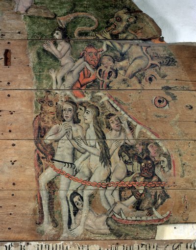 La Última Trompeta, del Juicio Final de Wenhaston, c.1500-20 (madera pintada) de English School