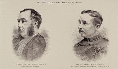 El difunto reverendo Rowley Hill, obispo de Sodor y Man y el difunto capitán E. B. T. Vaughan, 6ª Infantería de Punjaub, asesinados por dacoits en Birmania, de The Illustrated London News, 18 de junio de 1887 de English School