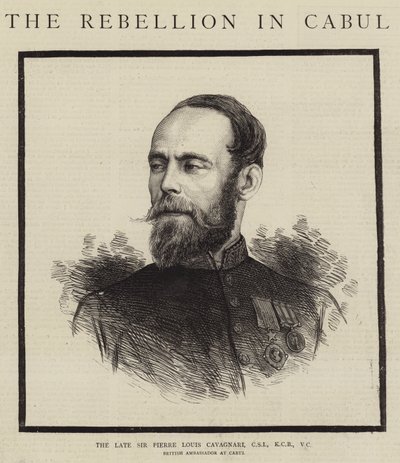 El Difunto Sir Pierre Louis Cavagnari, CSI, KCB, VC (grabado) de English School