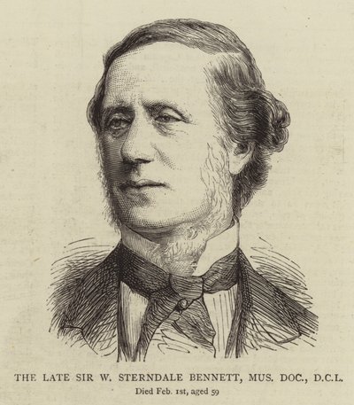 El difunto Sir W Sterndale Bennett, Mus Doc, DCL (grabado) de English School