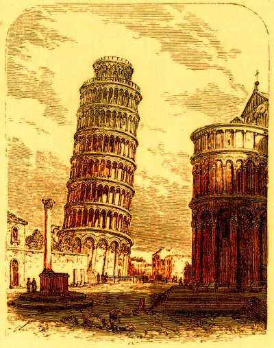 La Torre Inclinada y el Ábside de la Catedral, Pisa, ilustración de The World as it Is de George Chisholm, publicado en 1885 de English School