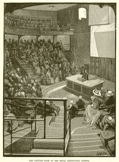 La Sala de Conferencias en la Real Institución, Londres de English School