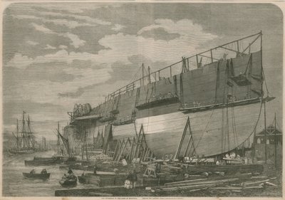 El Leviathan en el astillero de Millwall, Londres, antes del lanzamiento de English School