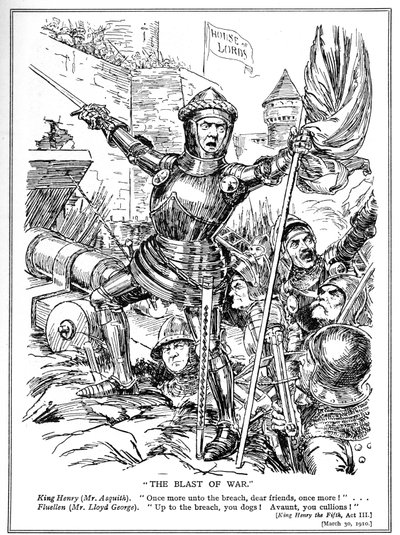 Los liberales, liderados por Asquith y Lloyd George, atacan la Cámara de los Lores, 1910 de English School