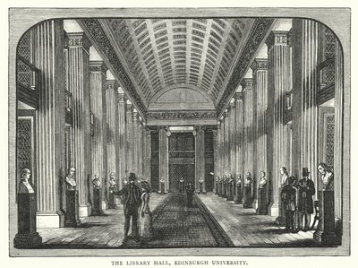 La Biblioteca, Universidad de Edimburgo (grabado) de English School