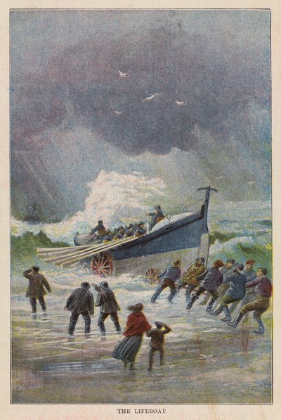 El bote salvavidas (litografía en color) de English School