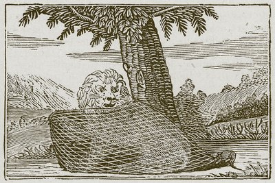 El león y el ratón (grabado) de English School