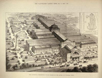 La Exposición de Liverpool, a ser inaugurada por la Reina, de The Illustrated London News, 5 de agosto de 1886 de English School
