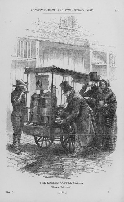 El puesto de café de Londres (grabado) de English School