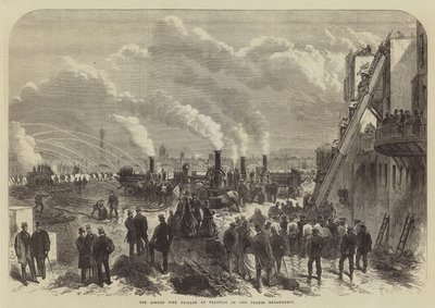 El Cuerpo de Bomberos de Londres en práctica en el Embankment del Támesis de English School