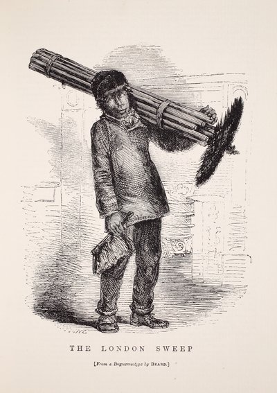 El barrendero de Londres, ilustración de London Labour and London Poor de Henry Mayhew, pub. 1862 de English School