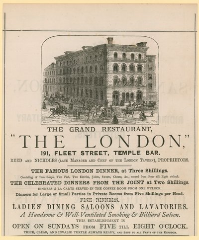 El Londres, restaurante, 191 Fleet Street, Temple Bar de English School