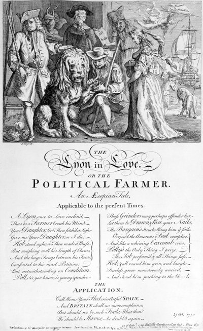 El León Enamorado o Un Granjero Político, 1738 de English School
