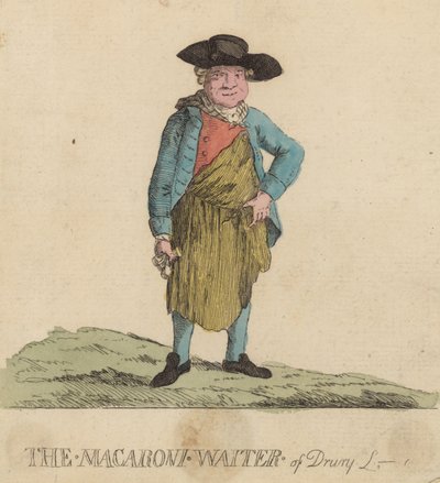 El camarero Macaroni de Drury Lane, Londres de English School