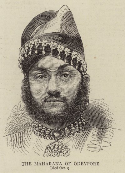 El Maharana de Odeypore (grabado) de English School