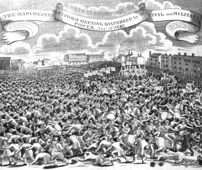 La Reunión de Reforma de Manchester Dispersada por el Poder Civil y Militar, 16 de agosto de 1819 de English School