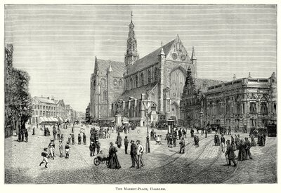 La plaza del mercado, Haarlem (grabado) de English School