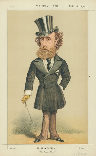 El Marqués (John) Townshend, El Amigo de los Mendigos, 26 de febrero de 1870, caricatura de Vanity Fair de English School