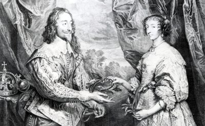 El Matrimonio de Henrietta y Carlos, grabado por G. Vertue después de Van Dyck, 1742 de English School