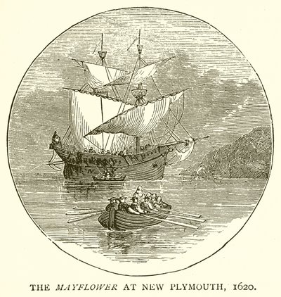 El Mayflower en New Plymouth, 1620 de English School