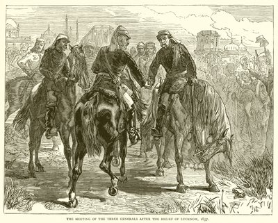 El encuentro de los tres generales después del alivio de Lucknow, 1857 de English School