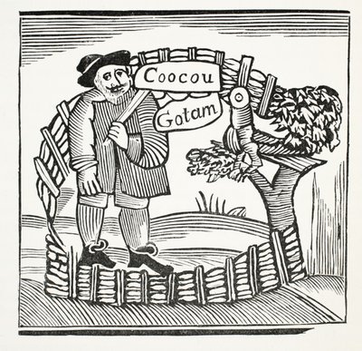 Los cuentos alegres de los sabios de Gotham, ilustración de Chap-books del siglo XVIII de John Ashton, pub. 1882 de English School