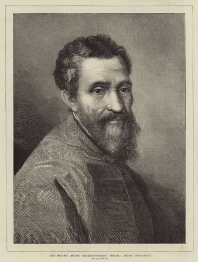 El cuatricentenario de Miguel Ángel, Miguel Ángel Buonarroti (grabado) de English School