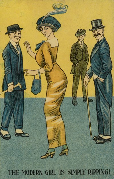 La chica moderna está que arde (litografía en color) de English School