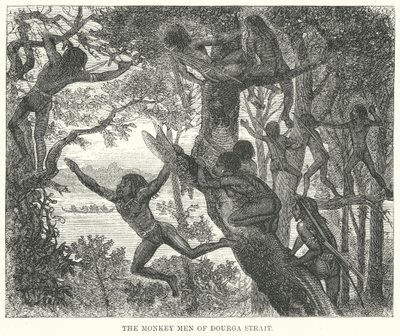 Los hombres mono del estrecho de Dourga (grabado) de English School