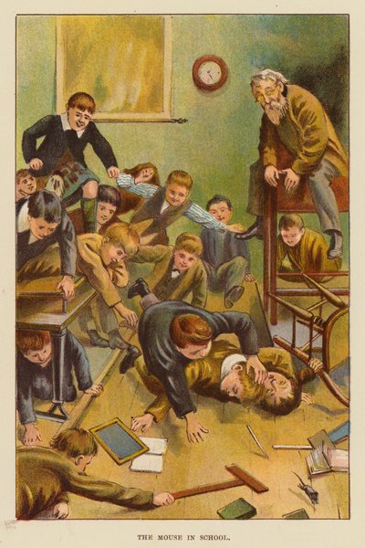 El ratón en la escuela (litografia en color) de English School