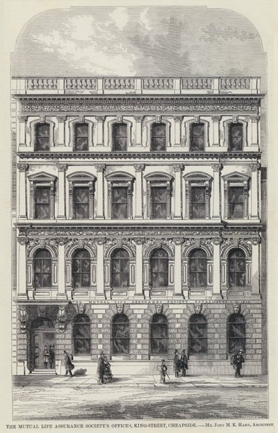 Oficinas de la Sociedad de Seguros de Vida Mutua, King-Street, Cheapside de English School