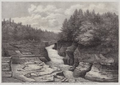Los Pasos Naturales en el Río Montmorency, cerca de Quebec (grabado) de English School