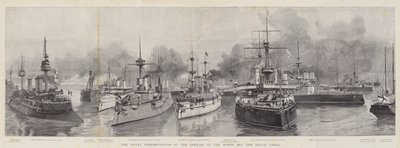 La Demostración Naval en la Apertura del Canal del Mar del Norte y Báltico (grabado) de English School