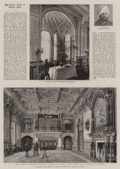 La nueva sala de Durbar india en el ala nueva de Osborne House (grabado) de English School