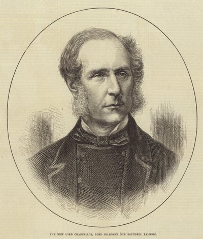 El nuevo Lord Canciller, Lord Selborne (Sir Roundell Palmer) (grabado) de English School