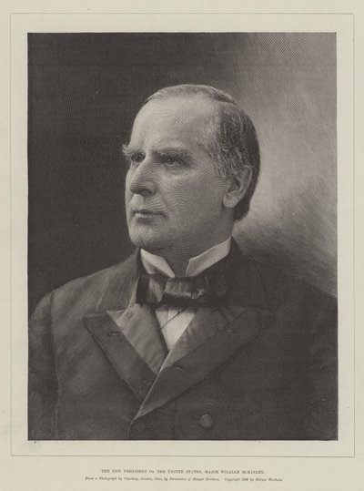 El Nuevo Presidente de los Estados Unidos, Mayor William McKinley (grabado) de English School
