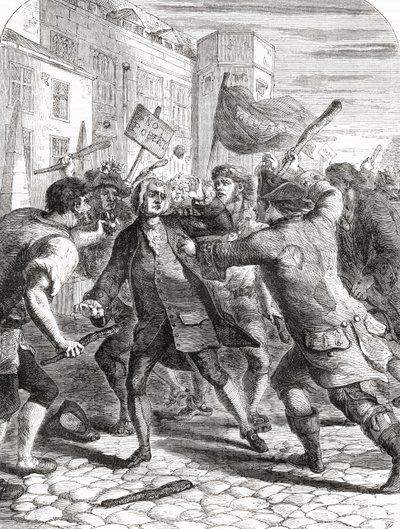 Los alborotadores "No-Popery" atacan a los miembros del Parlamento en Palace Yard, Westminster, Londres, Inglaterra, durante los disturbios de Gordon de 1780. de English School