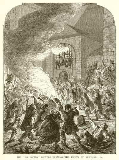Los alborotadores de No Popery quemando la prisión de Newgate, 1780 de English School