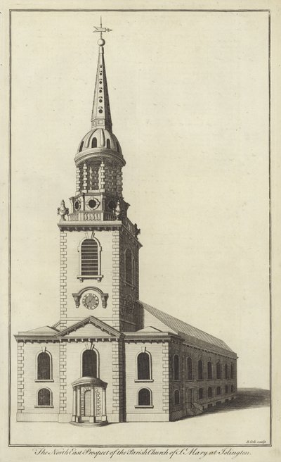 Vista Noreste de la Iglesia Parroquial de Santa María en Islington de English School