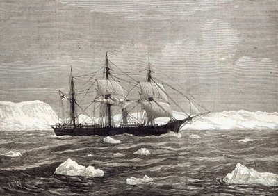 La expedición al Polo Norte: El Alert izando colores en honor de haber alcanzado la latitud más alta registrada por cualquier barco, de 