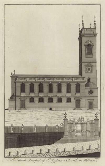 Vista Norte de la Iglesia de San Andrés en Holborn de English School