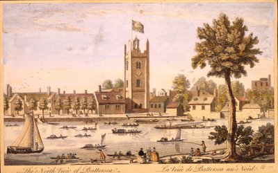 Vista norte de Battersea c.1744 de English School
