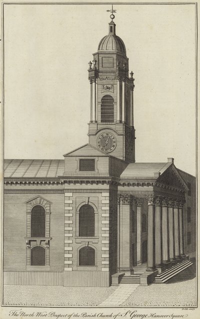 Vista Noroeste de la Iglesia Parroquial de San Jorge, Hanover Square, Londres de English School
