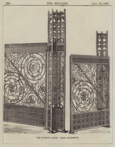 Las Puertas de Norwich, Exposición de París (grabado) de English School