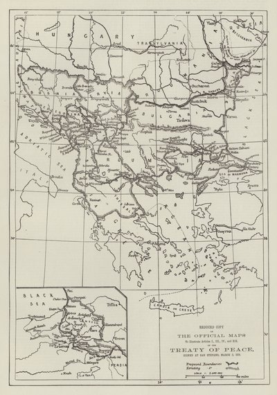 Los mapas oficiales del Tratado de Paz, firmado en San Stefano, 3 de marzo de 1878 de English School