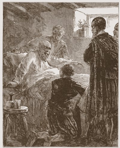 El último sermón de los viejos Covenanters, ilustración de La Historia del Protestantismo de James Aitken Wylie, pub. 1878 de English School