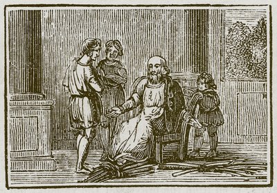 El viejo y sus hijos (grabado) de English School