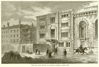 La antigua Oficina de Correos, en Lombard Street, alrededor de 1800 de English School