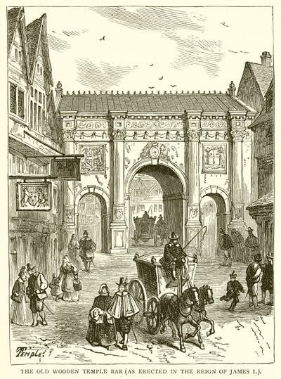 El antiguo Temple Bar de madera (como se erigió en el reinado de Jacobo I) de English School